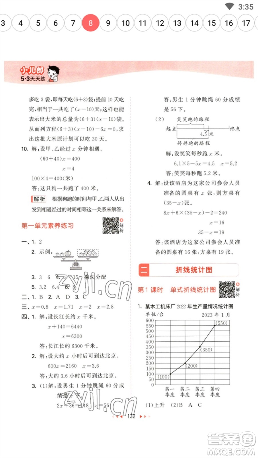 教育科學(xué)出版社2023春季53天天練五年級(jí)數(shù)學(xué)下冊(cè)蘇教版參考答案