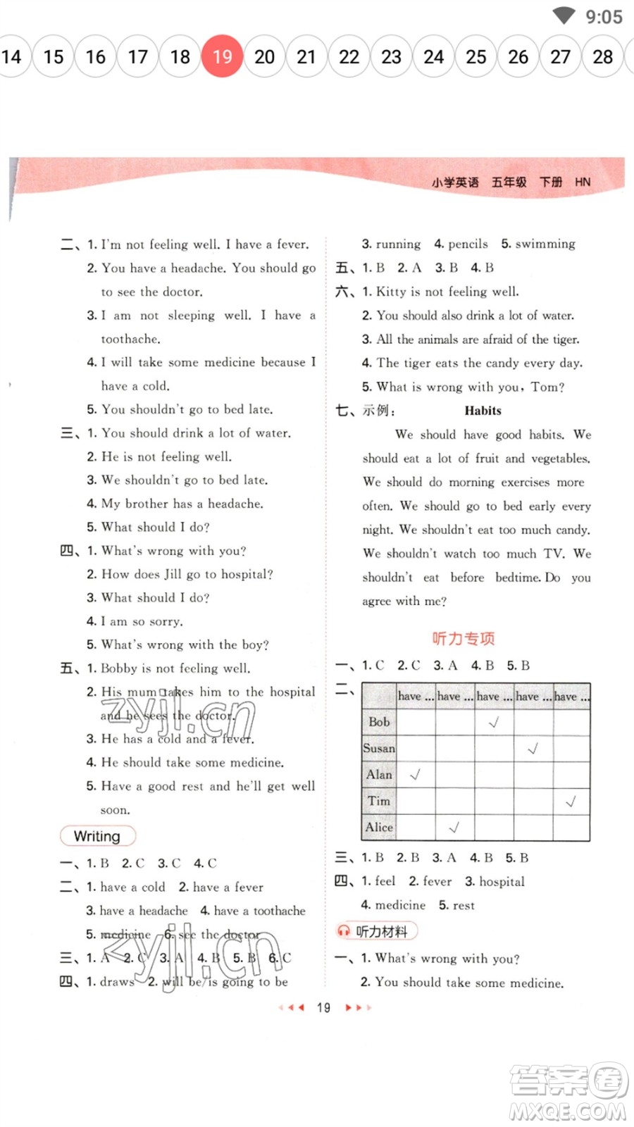 首都師范大學(xué)出版社2023春季53天天練五年級(jí)英語(yǔ)下冊(cè)滬教牛津版參考答案