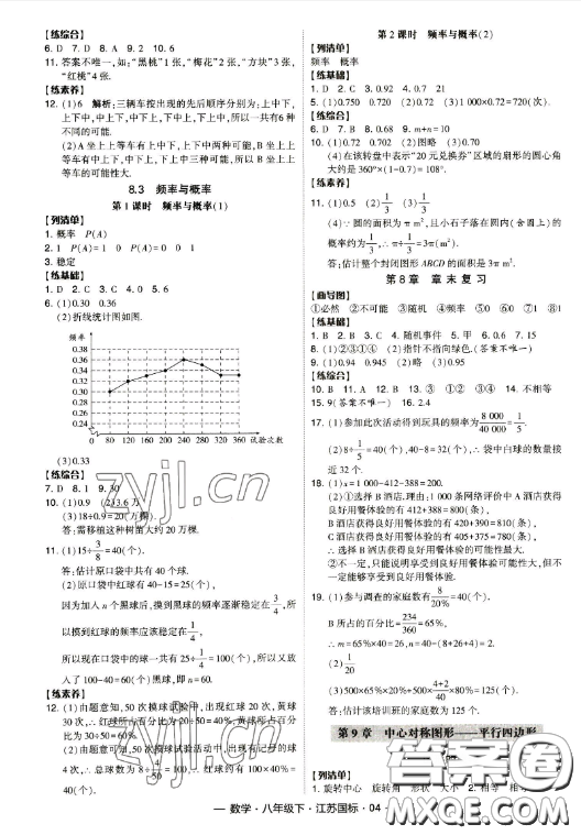 寧夏人民教育出版社2023經(jīng)綸學(xué)典課時(shí)作業(yè)八年級(jí)下冊(cè)數(shù)學(xué)江蘇國(guó)標(biāo)版答案