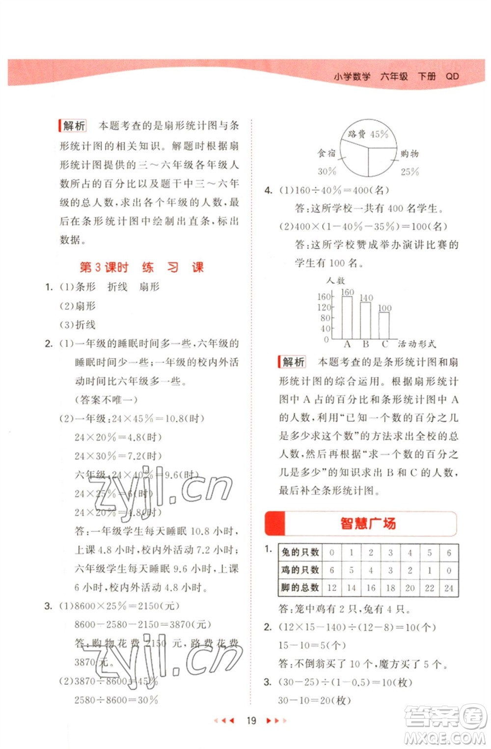 教育科學(xué)出版社2023春季53天天練六年級數(shù)學(xué)下冊青島版參考答案