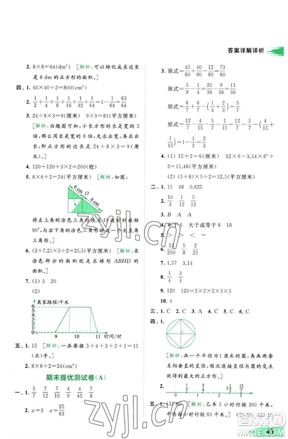 北京教育出版社2023亮點(diǎn)給力提優(yōu)班多維互動(dòng)空間五年級(jí)數(shù)學(xué)下冊蘇教版參考答案