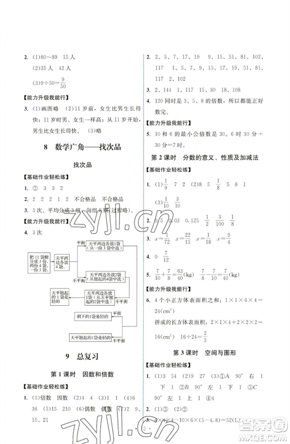 人民教育出版社2023能力培養(yǎng)與測試五年級數(shù)學(xué)下冊人教版湖南專版參考答案