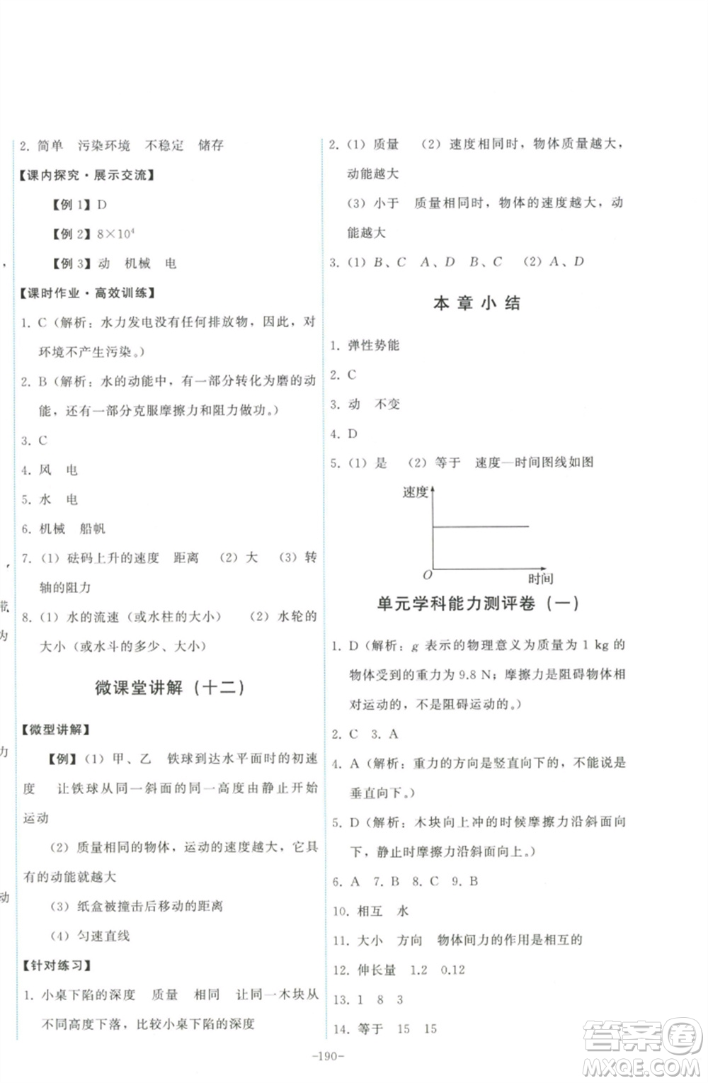 教育科學(xué)出版社2023能力培養(yǎng)與測(cè)試八年級(jí)物理下冊(cè)教科版參考答案