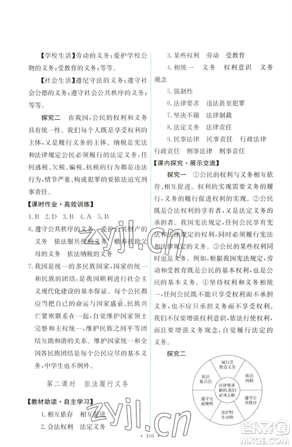 人民教育出版社2023能力培養(yǎng)與測試八年級(jí)道德與法治下冊(cè)人教版參考答案