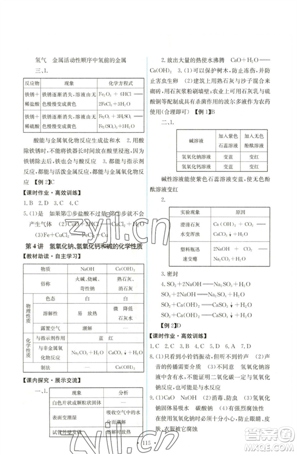 人民教育出版社2023能力培養(yǎng)與測試九年級化學(xué)下冊人教版湖南專版參考答案