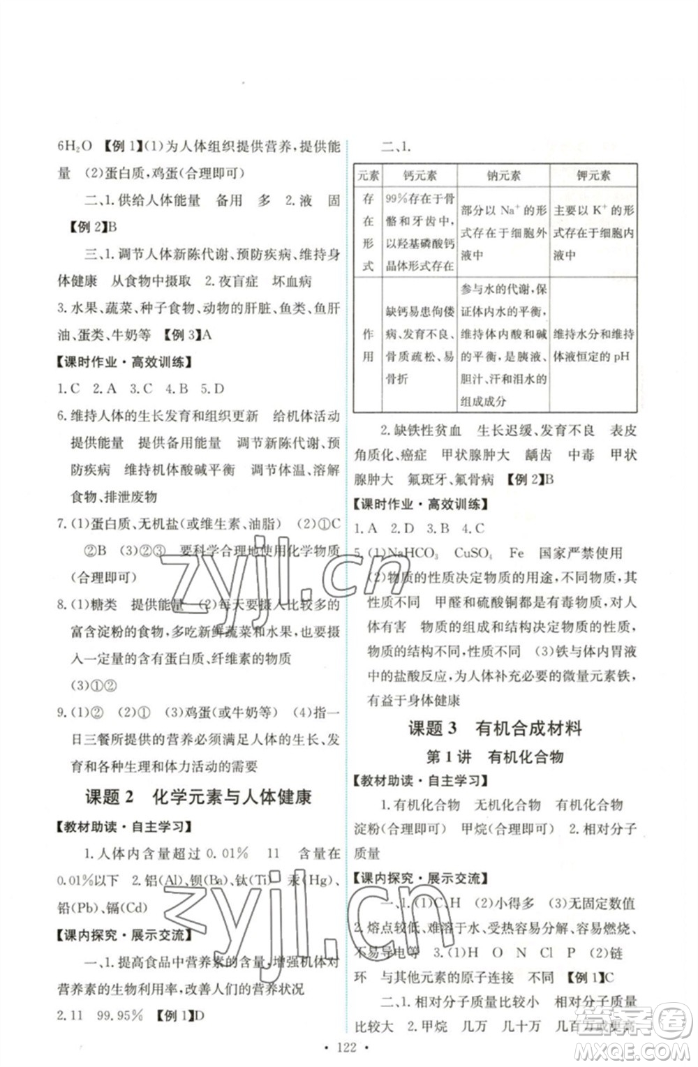 人民教育出版社2023能力培養(yǎng)與測試九年級化學(xué)下冊人教版湖南專版參考答案