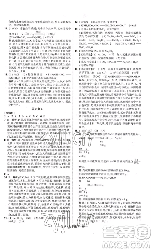 寧夏人民教育出版社2023經綸學典課時作業(yè)九年級下冊化學人教版答案