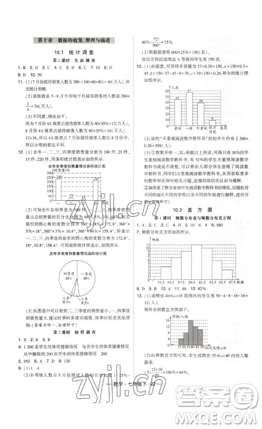 河海大學出版社2023經(jīng)綸學典課時作業(yè)七年級下冊數(shù)學人教版答案