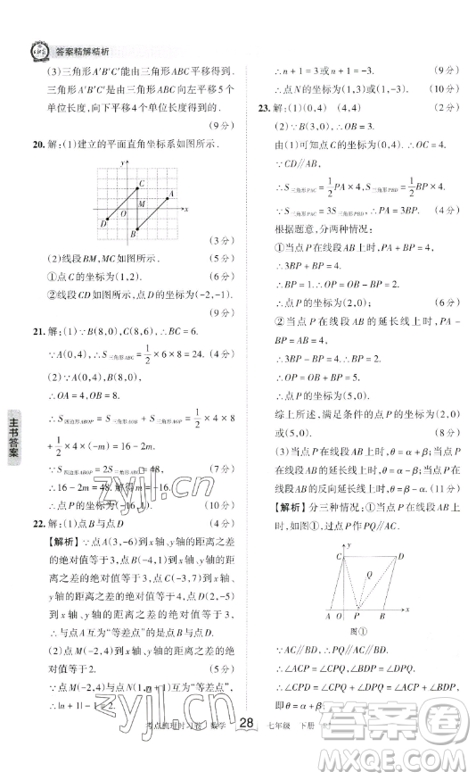 江西人民出版社2023王朝霞考點(diǎn)梳理時(shí)習(xí)卷七年級(jí)下冊(cè)數(shù)學(xué)人教版答案