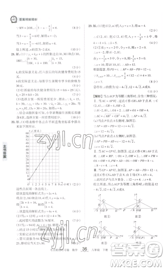 江西人民出版社2023王朝霞考點(diǎn)梳理時習(xí)卷八年級下冊數(shù)學(xué)人教版答案