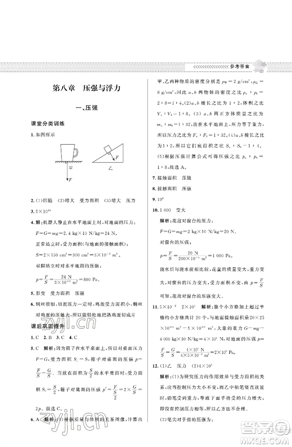 北京師范大學出版社2023物理配套綜合練習八年級下冊北師大版參考答案