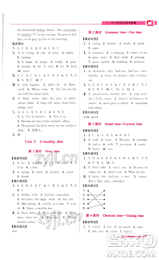 江蘇鳳凰美術(shù)出版社2023高分拔尖提優(yōu)訓(xùn)練六年級(jí)下冊(cè)英語譯林版江蘇專版參考答案