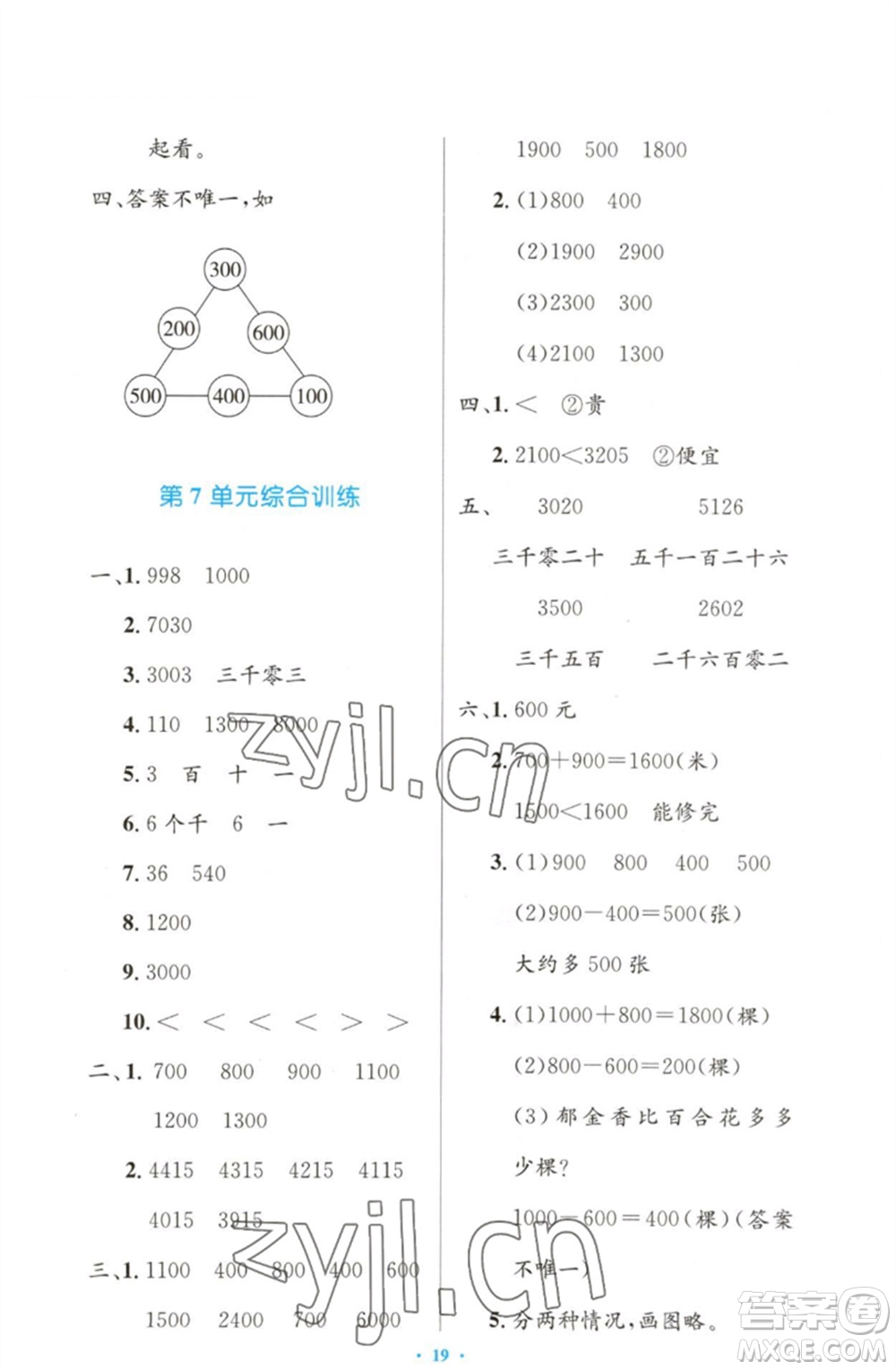 人民教育出版社2023小學(xué)同步測控優(yōu)化設(shè)計(jì)二年級數(shù)學(xué)下冊人教版增強(qiáng)版參考答案