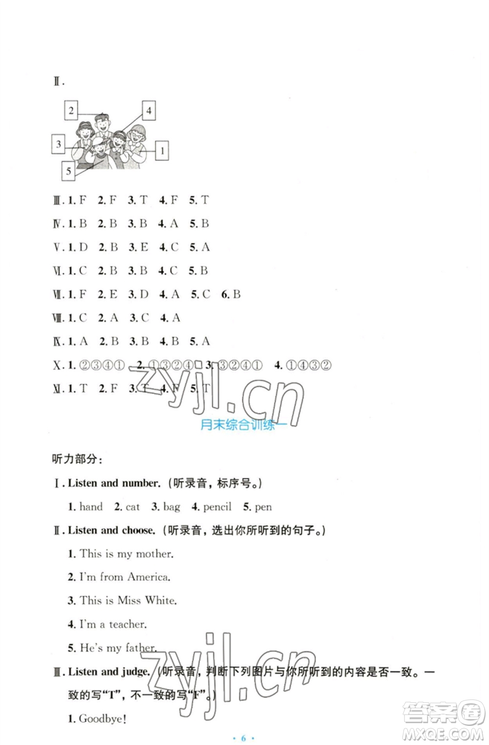 人民教育出版社2023小學(xué)同步測控優(yōu)化設(shè)計三年級英語下冊人教PEP版三起增強版參考答案