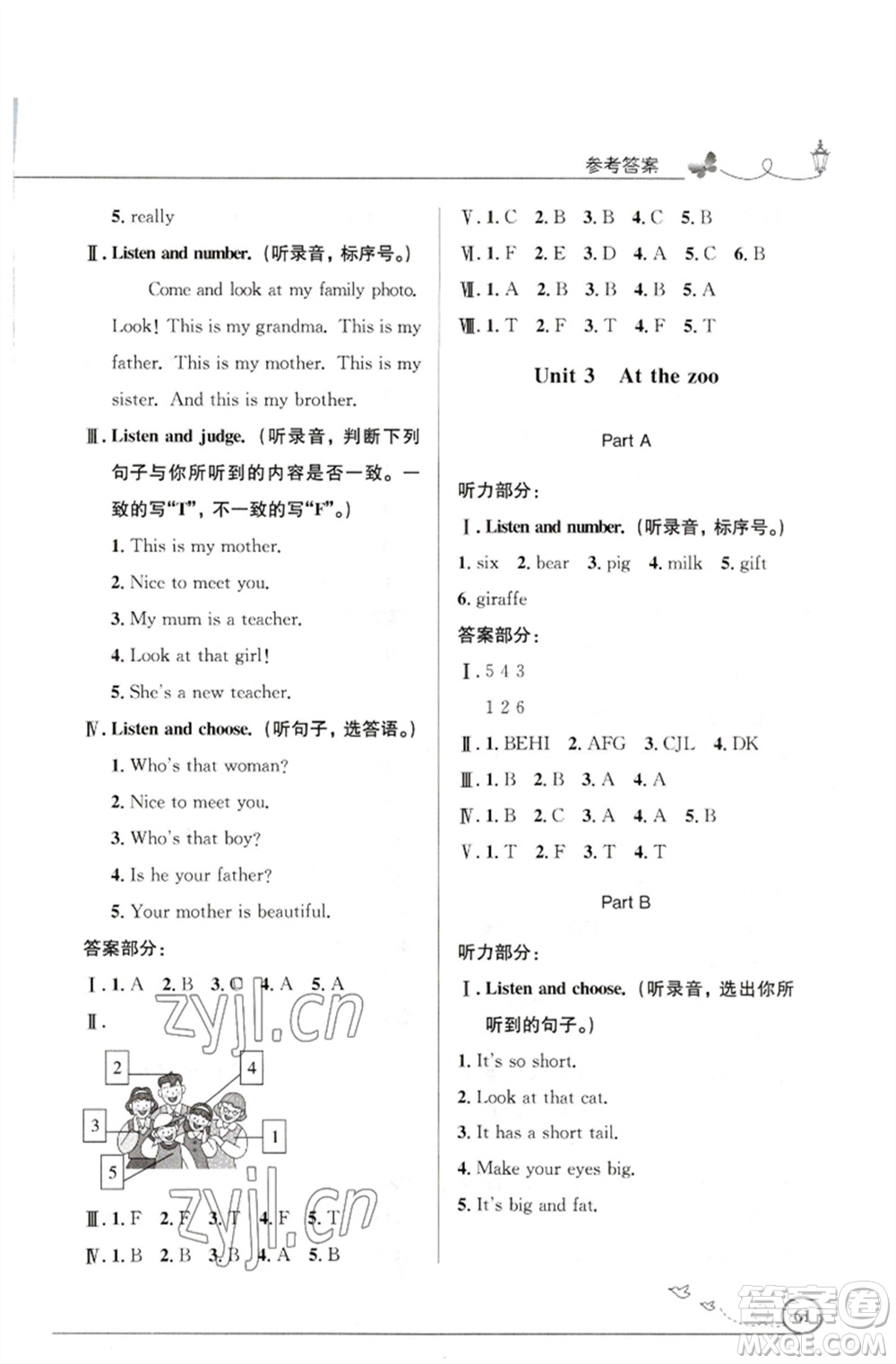 人民教育出版社2023小學(xué)同步測(cè)控優(yōu)化設(shè)計(jì)三年級(jí)英語(yǔ)下冊(cè)人教PEP版三起廣東專(zhuān)版參考答案