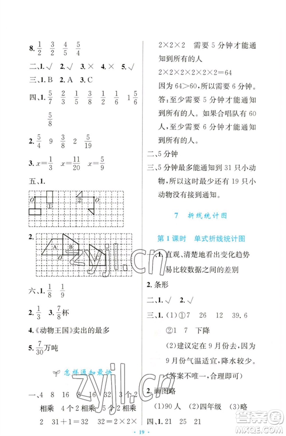 人民教育出版社2023小學同步測控優(yōu)化設計五年級數(shù)學下冊人教版增強版參考答案