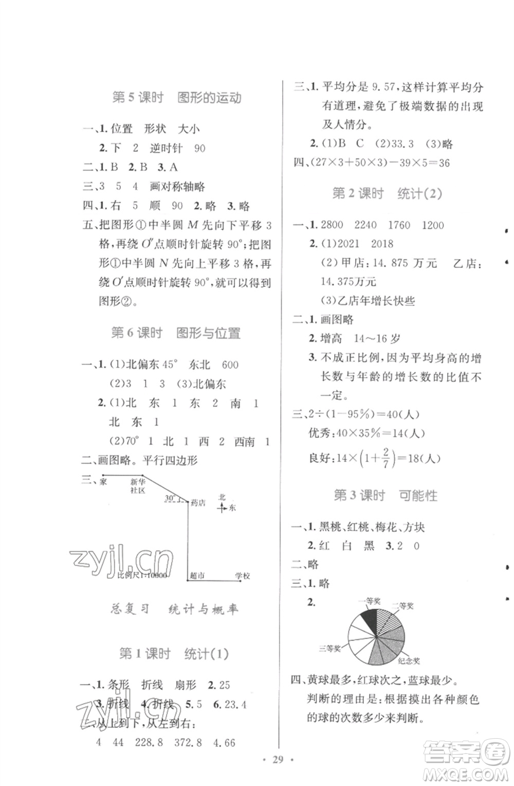 北京師范大學(xué)出版社2023小學(xué)同步測控優(yōu)化設(shè)計六年級數(shù)學(xué)下冊北師大版參考答案