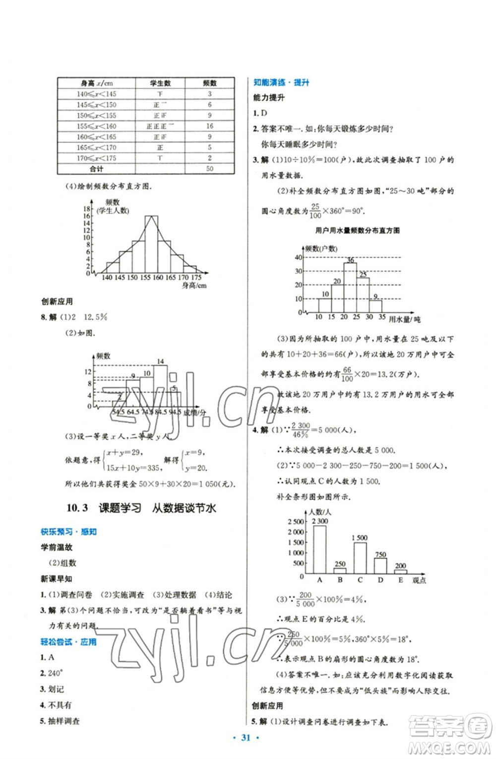 人民教育出版社2023初中同步測(cè)控優(yōu)化設(shè)計(jì)七年級(jí)數(shù)學(xué)下冊(cè)人教版參考答案