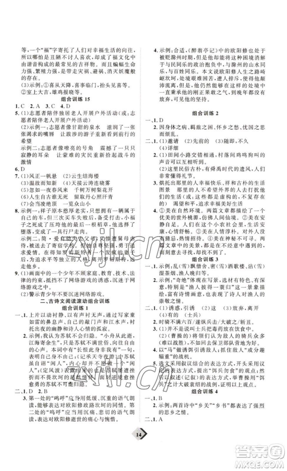 延邊教育出版社2023最新版優(yōu)+學(xué)案贏在中考語文答案