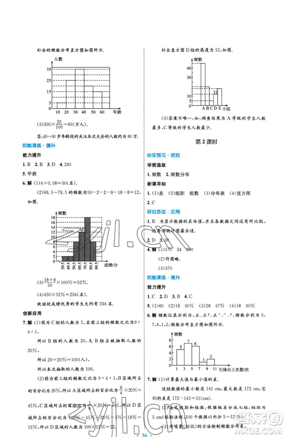 人民教育出版社2023初中同步測控優(yōu)化設(shè)計(jì)七年級數(shù)學(xué)下冊人教版精編版參考答案