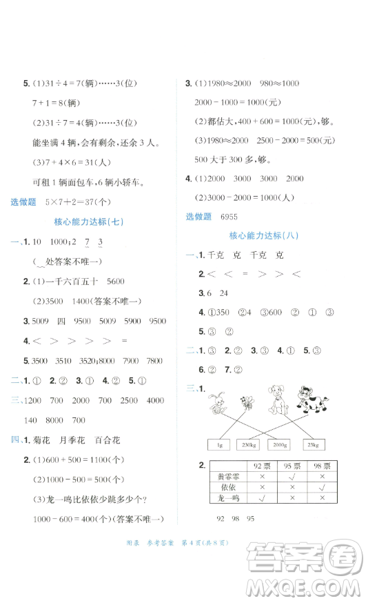 龍門(mén)書(shū)局2023黃岡小狀元達(dá)標(biāo)卷二年級(jí)數(shù)學(xué)下冊(cè)人教版參考答案