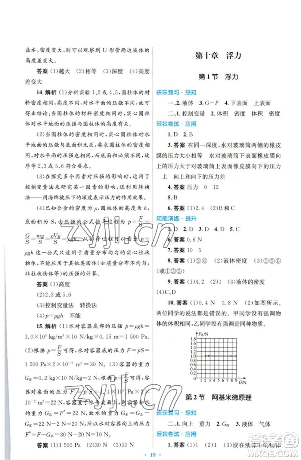 人民教育出版社2023初中同步測控優(yōu)化設(shè)計八年級物理下冊人教版參考答案