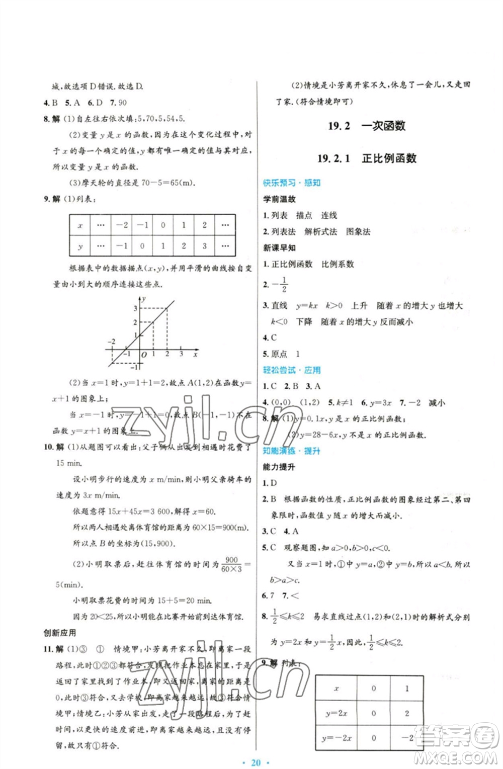 人民教育出版社2023初中同步測(cè)控優(yōu)化設(shè)計(jì)八年級(jí)數(shù)學(xué)下冊(cè)人教版參考答案