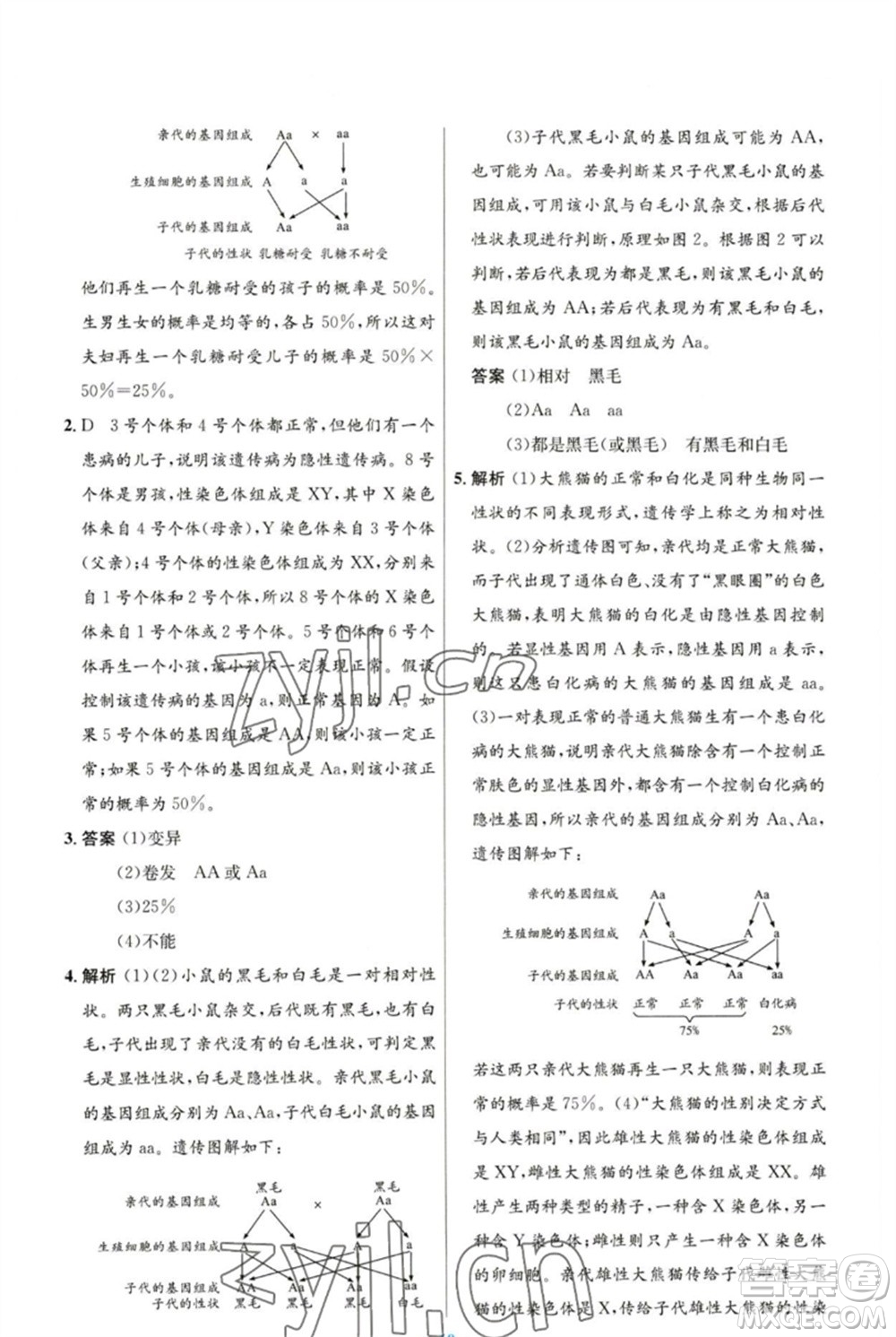 人民教育出版社2023初中同步測控優(yōu)化設計八年級生物下冊人教版參考答案