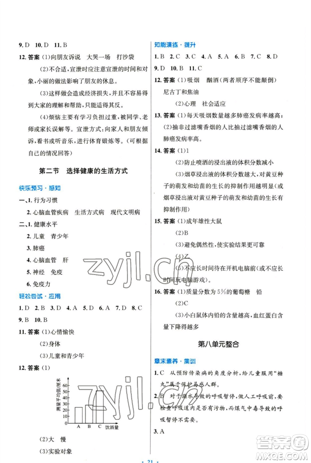 人民教育出版社2023初中同步測控優(yōu)化設計八年級生物下冊人教版參考答案