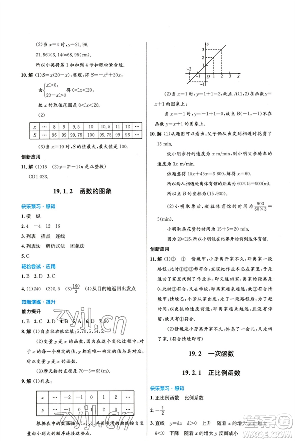 人民教育出版社2023初中同步測控優(yōu)化設(shè)計八年級數(shù)學(xué)下冊人教版精編版參考答案