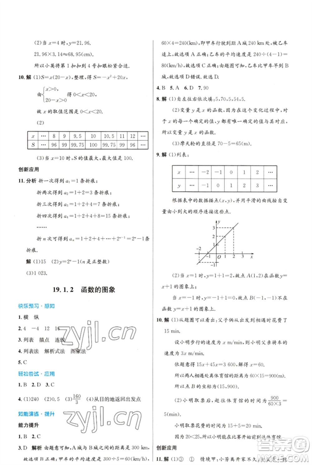 人民教育出版社2023初中同步測控優(yōu)化設(shè)計八年級數(shù)學(xué)下冊人教版福建專版參考答案