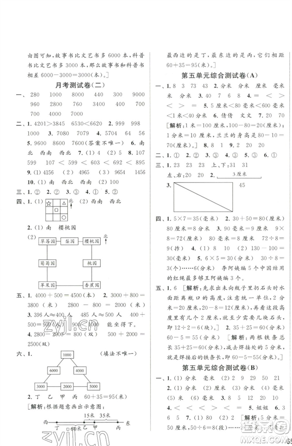 北京教育出版社2023春季亮點(diǎn)給力大試卷二年級數(shù)學(xué)下冊江蘇版參考答案