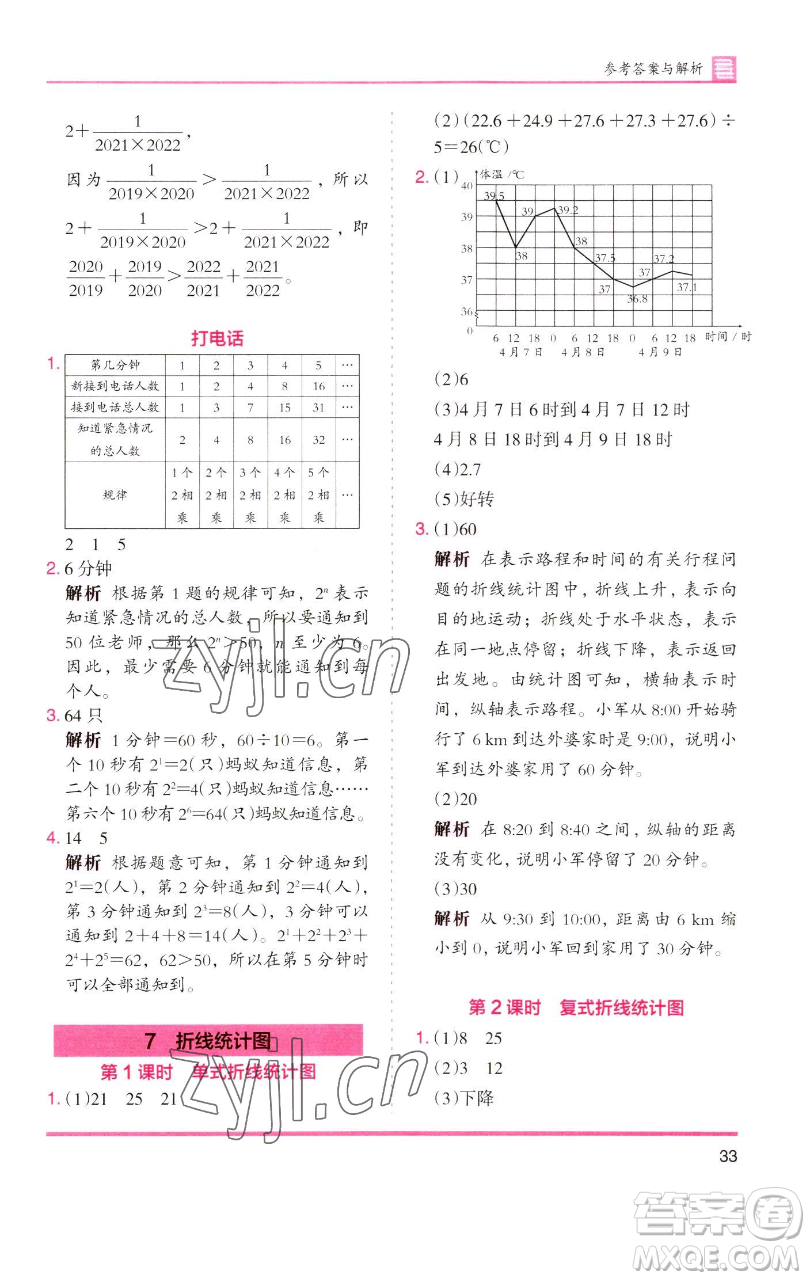 湖南師范大學(xué)出版社2023木頭馬分層課課練五年級數(shù)學(xué)下冊人教版浙江專版參考答案