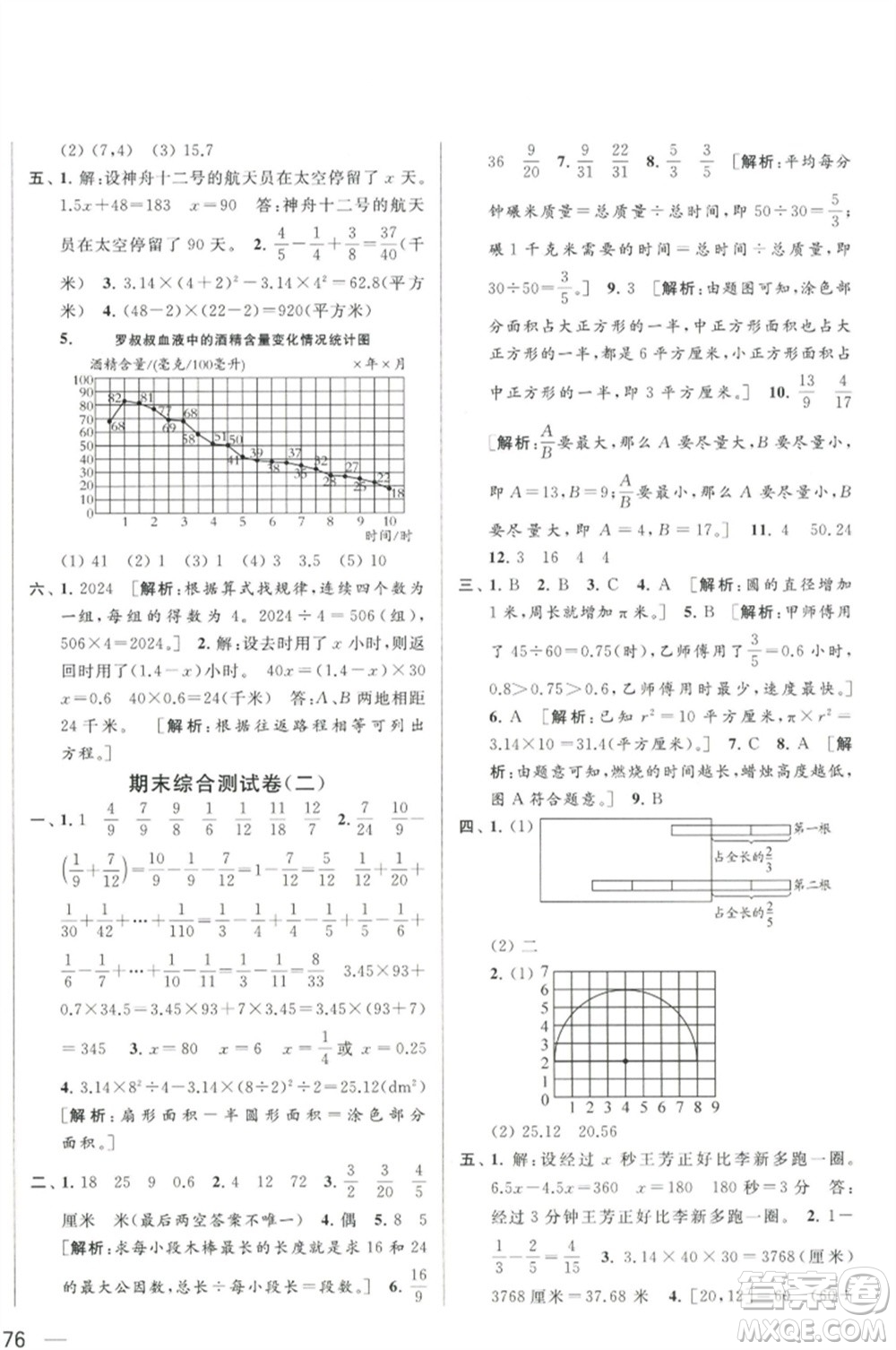 北京教育出版社2023春季亮點(diǎn)給力大試卷五年級(jí)數(shù)學(xué)下冊(cè)江蘇版參考答案