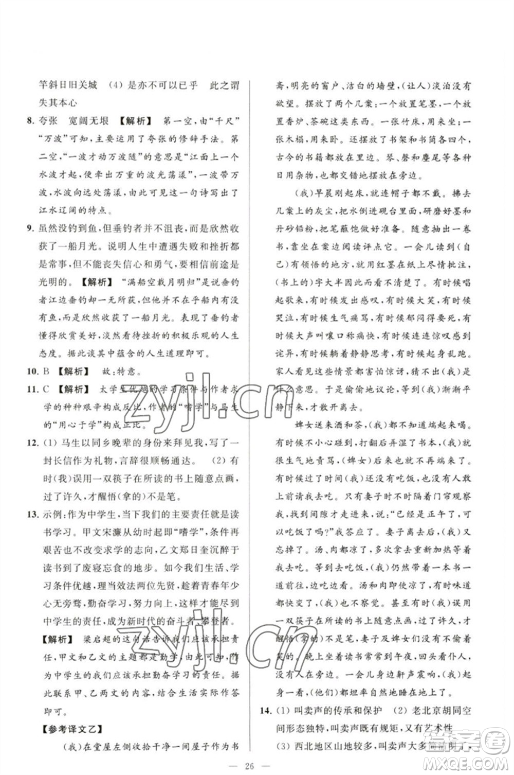 延邊教育出版社2023春季亮點給力大試卷九年級語文下冊人教版參考答案