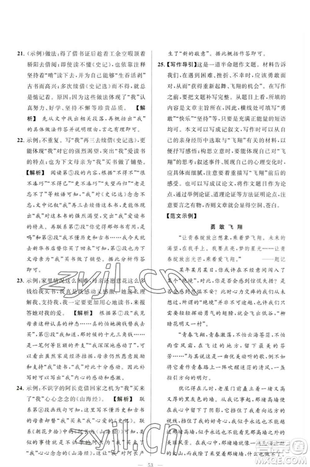 延邊教育出版社2023春季亮點給力大試卷九年級語文下冊人教版參考答案