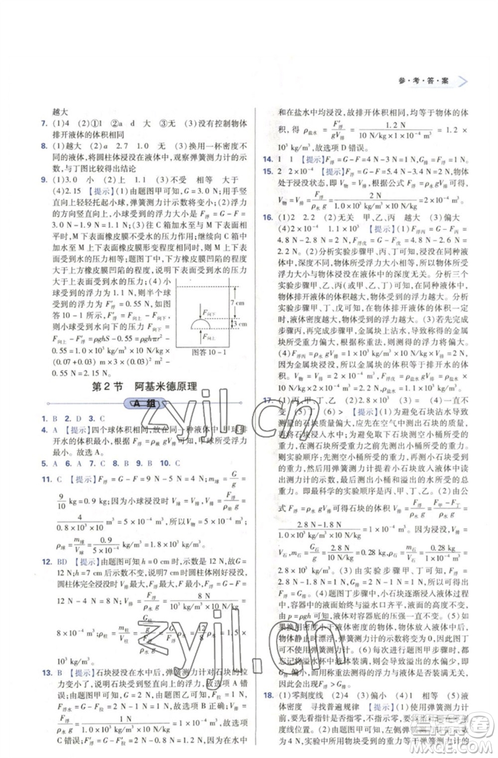 天津教育出版社2023學(xué)習(xí)質(zhì)量監(jiān)測(cè)八年級(jí)物理下冊(cè)人教版參考答案