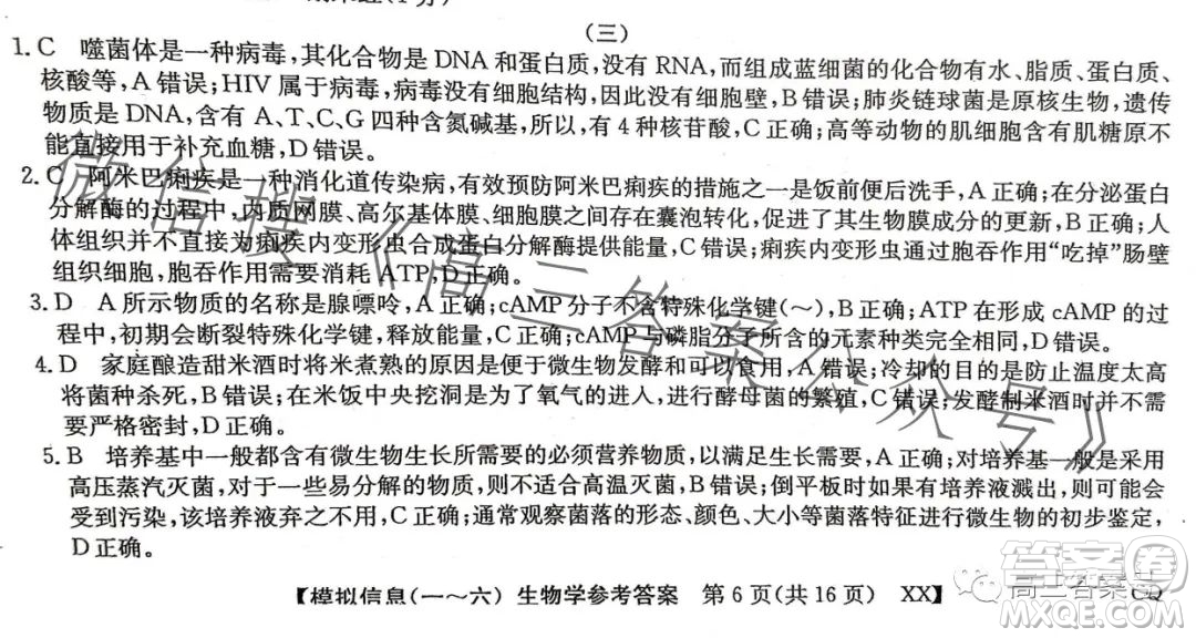 2023全國新高考模擬信息卷三生物學(xué)答案