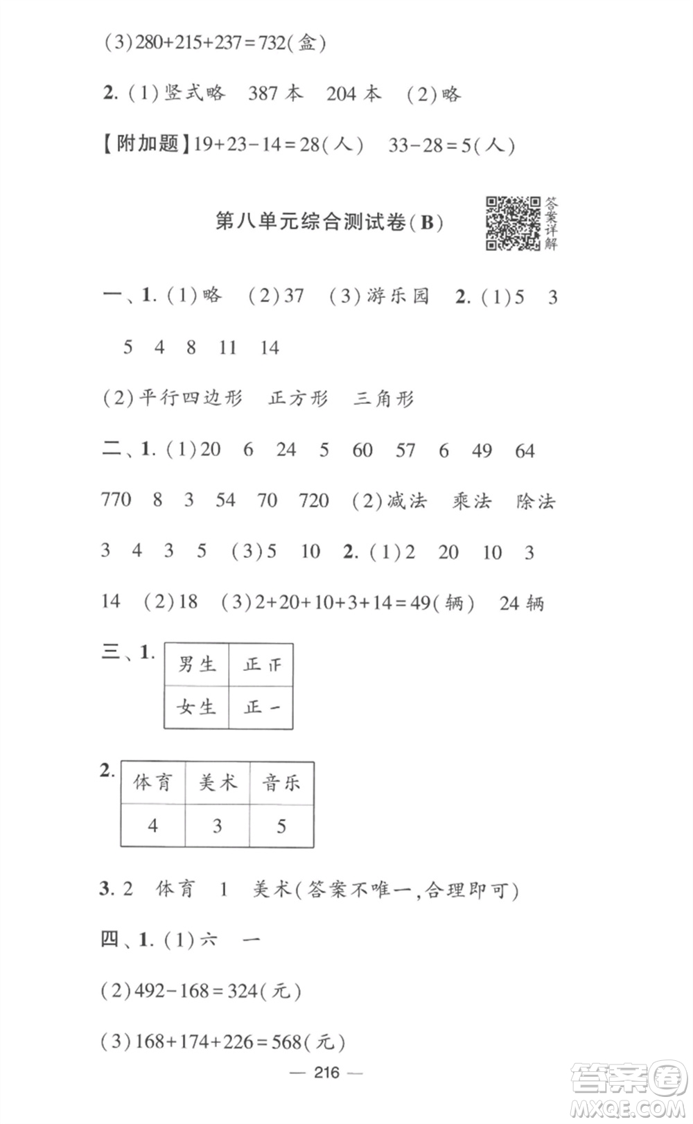 寧夏人民教育出版社2023學(xué)霸提優(yōu)大試卷二年級(jí)數(shù)學(xué)下冊(cè)江蘇版參考答案