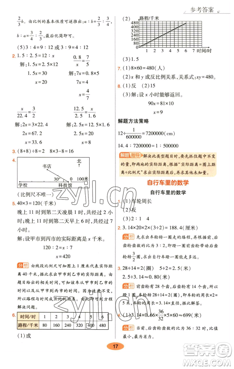 陜西師范大學(xué)出版總社有限公司2023黃岡同步練六年級(jí)數(shù)學(xué)下冊(cè)人教版參考答案