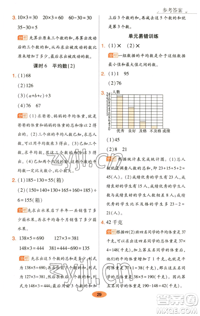 陜西師范大學出版總社有限公司2023黃岡同步練一日一練四年級數學下冊北師大版參考答案