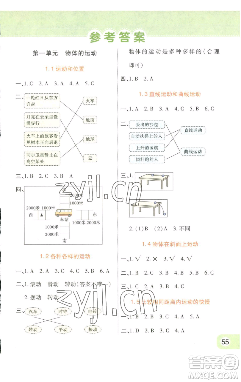 陜西師范大學出版總社有限公司2023黃岡同步練一日一練三年級科學下冊教科版參考答案