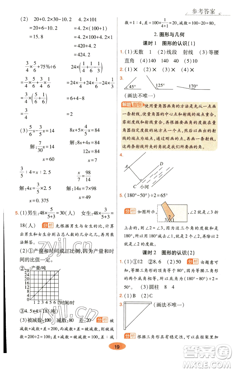 陜西師范大學出版總社有限公司2023黃岡同步練一日一練六年級數學下冊北師大版參考答案