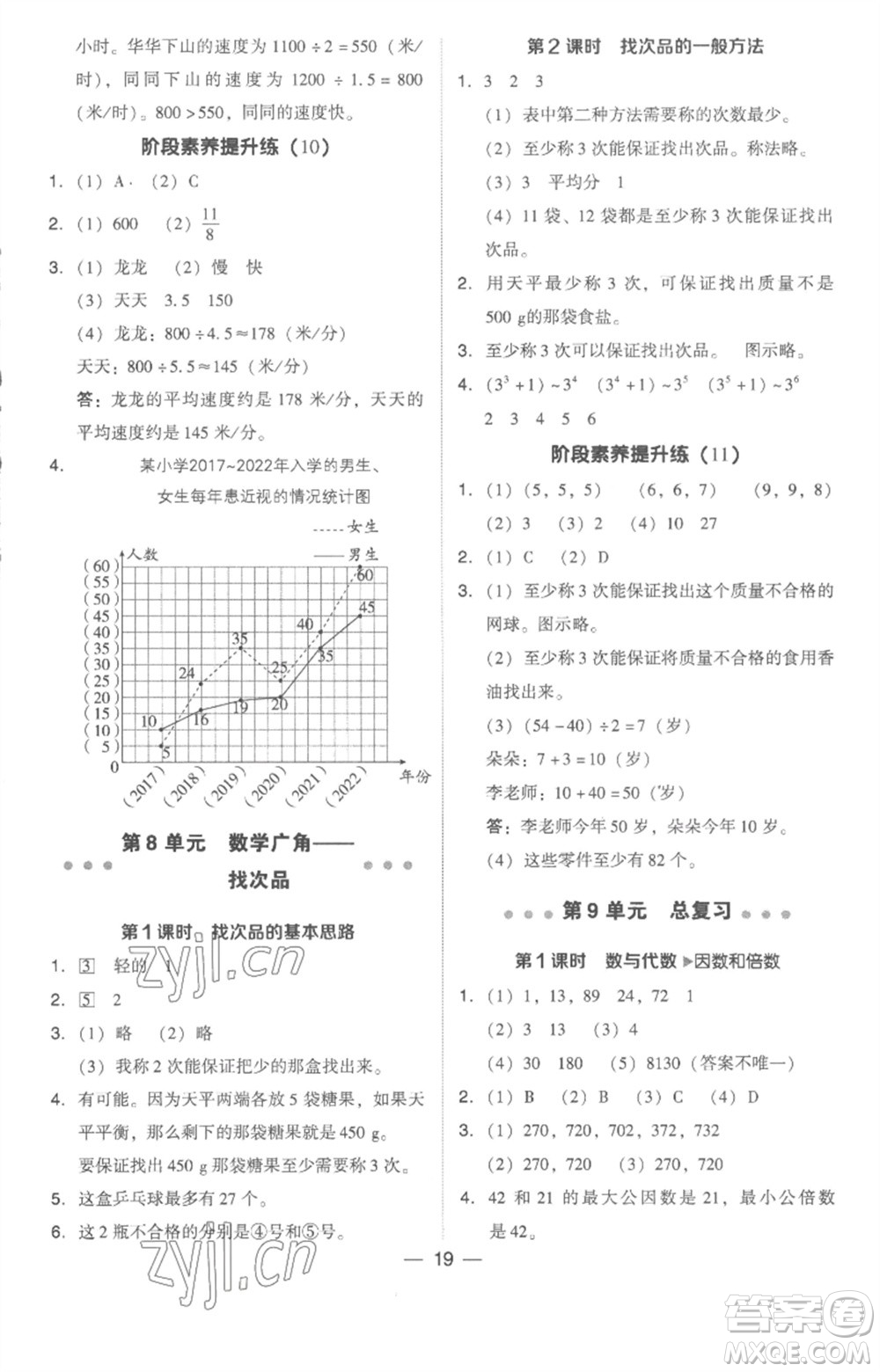 吉林教育出版社2023綜合應(yīng)用創(chuàng)新題典中點(diǎn)五年級(jí)數(shù)學(xué)下冊(cè)人教版浙江專(zhuān)版參考答案