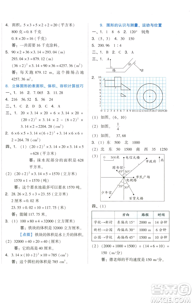 吉林教育出版社2023好卷六年級數(shù)學(xué)下冊人教版參考答案