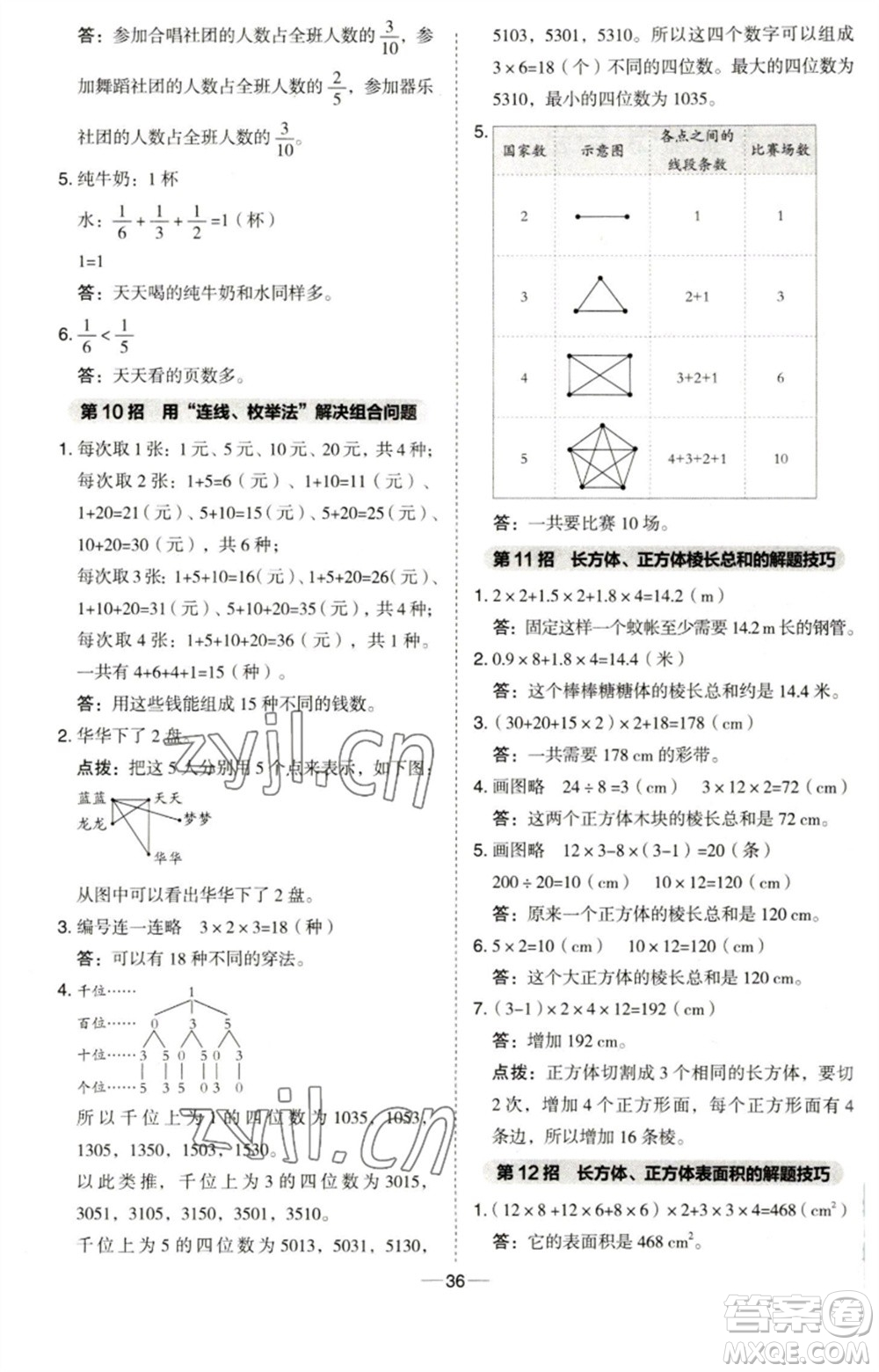 吉林教育出版社2023綜合應(yīng)用創(chuàng)新題典中點(diǎn)五年級數(shù)學(xué)下冊青島版參考答案