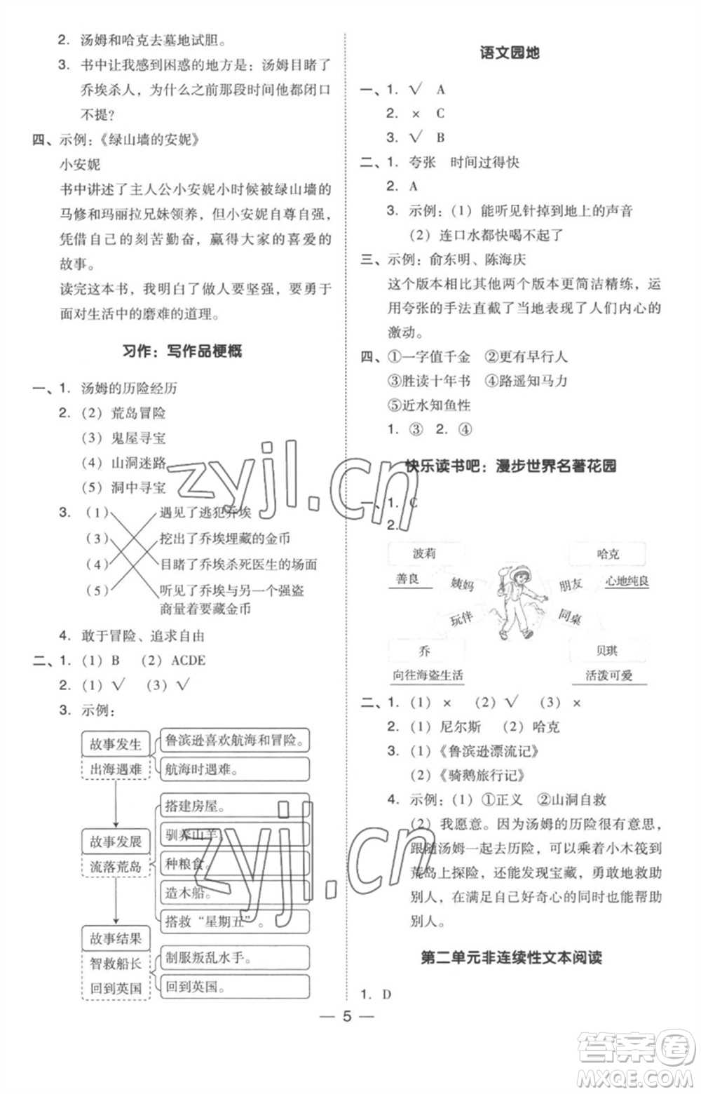 吉林教育出版社2023綜合應(yīng)用創(chuàng)新題典中點(diǎn)六年級語文下冊人教版參考答案