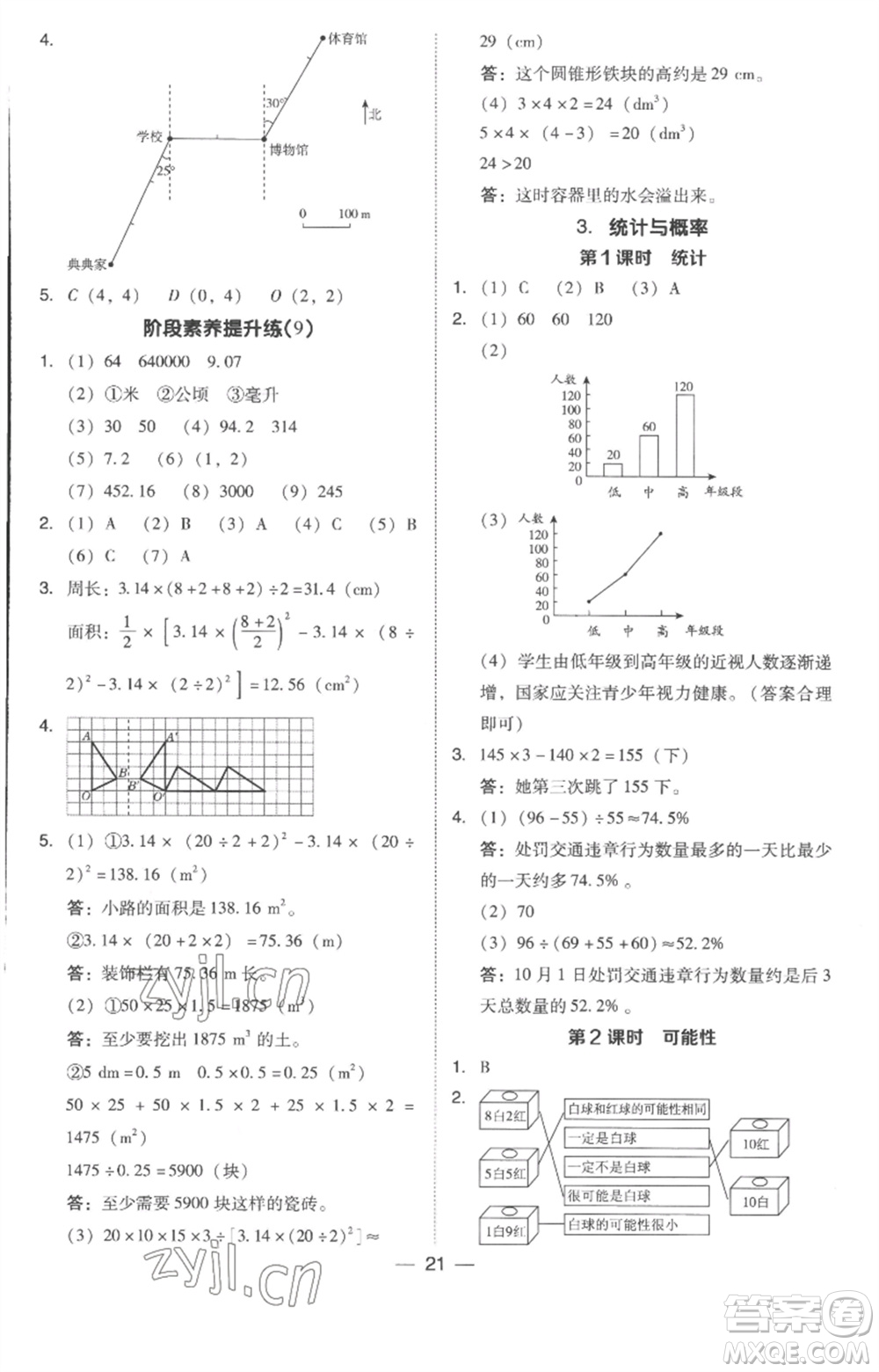 吉林教育出版社2023綜合應(yīng)用創(chuàng)新題典中點(diǎn)六年級數(shù)學(xué)下冊人教版浙江專版參考答案