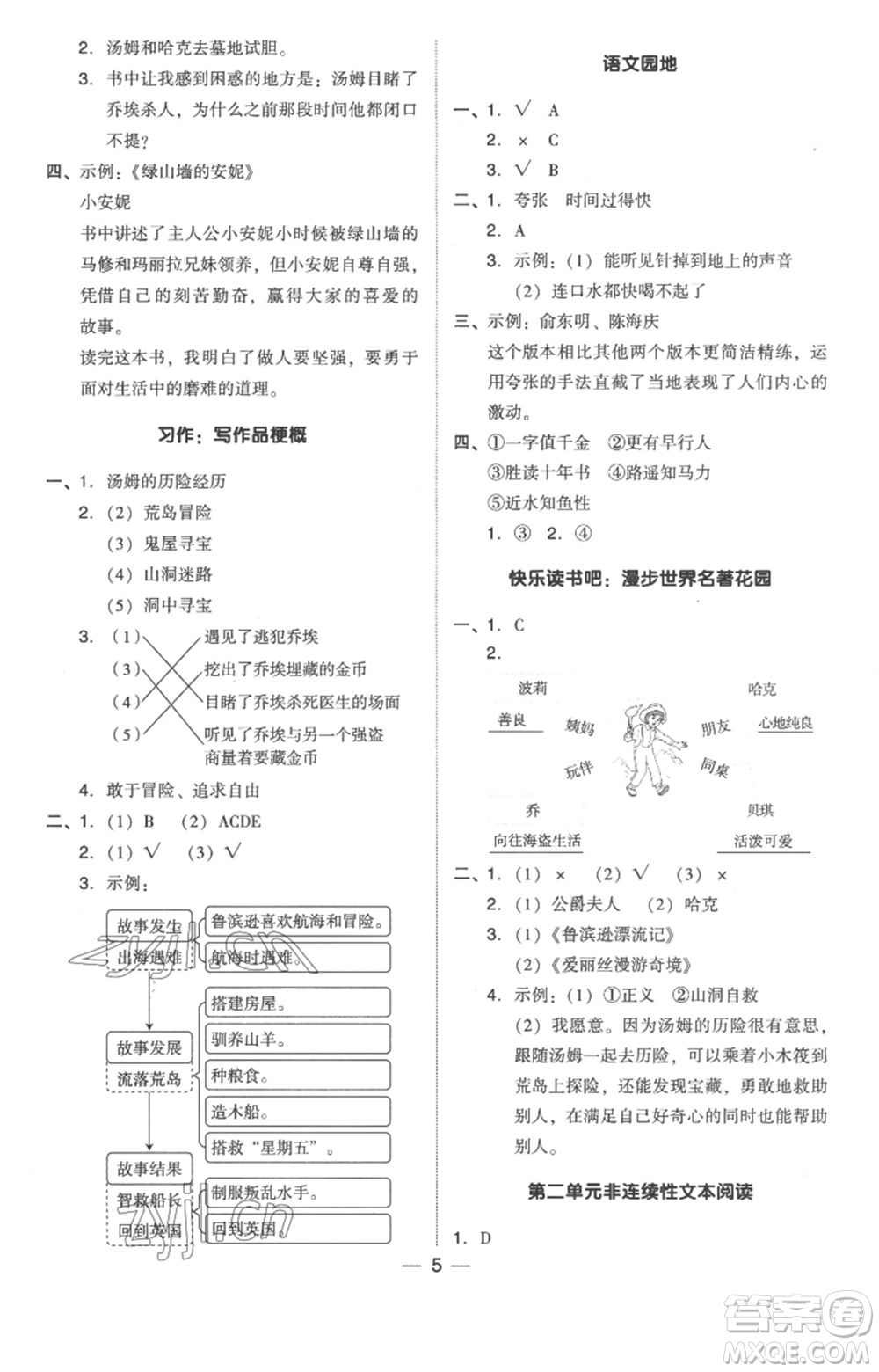 吉林教育出版社2023綜合應(yīng)用創(chuàng)新題典中點(diǎn)六年級(jí)語(yǔ)文下冊(cè)人教版浙江專(zhuān)版參考答案