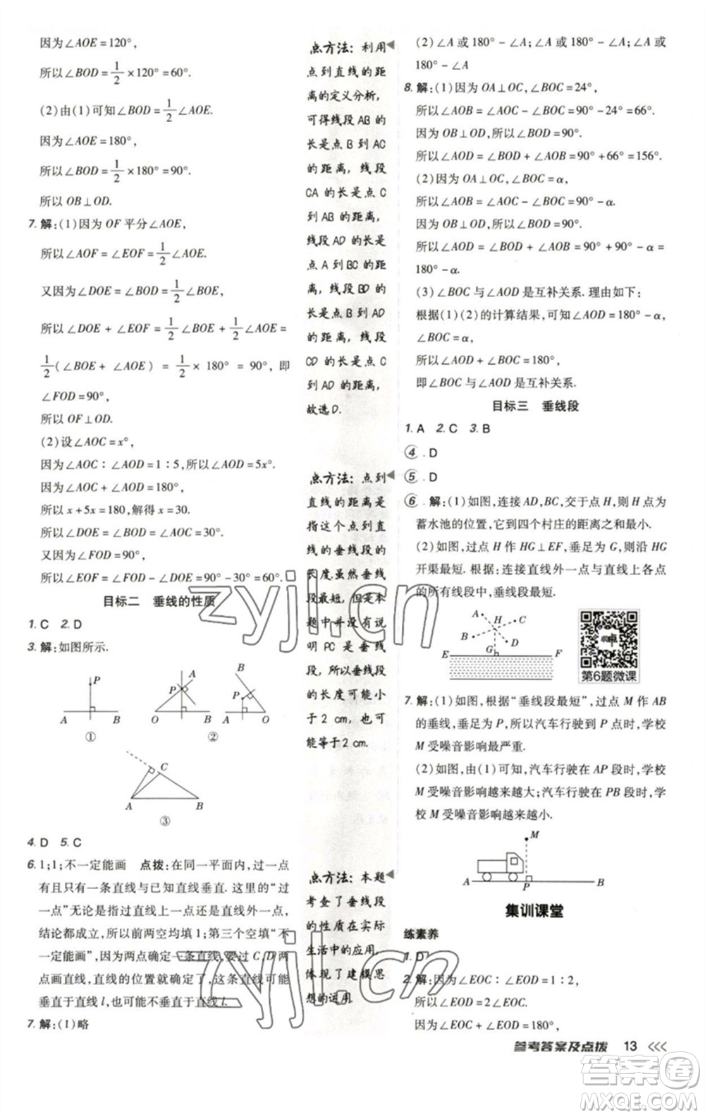 陜西人民教育出版社2023綜合應(yīng)用創(chuàng)新題典中點(diǎn)七年級(jí)數(shù)學(xué)下冊北師大版參考答案